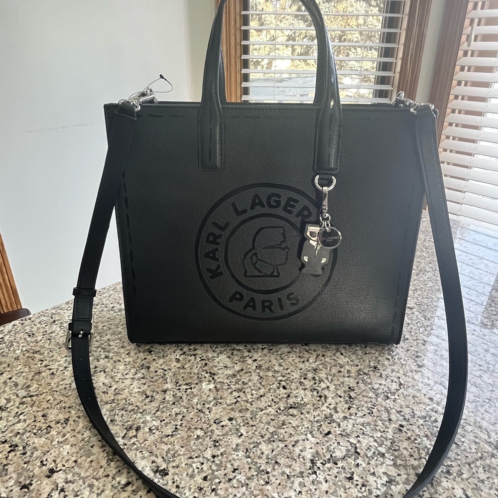 Karl Lagerfeld Black Tote with Charm